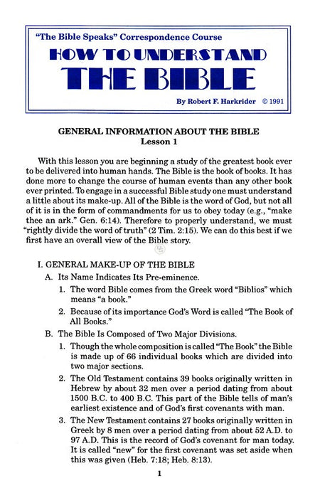 How To Understand the Bible Correspondence Course Set