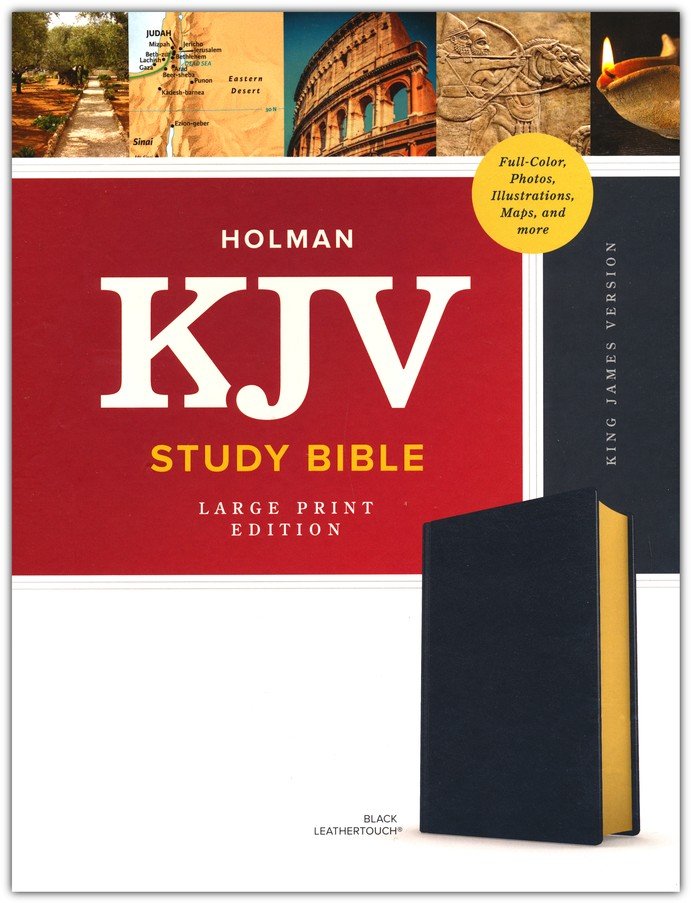 KJV Large Print Study Bible Black LeatherTouch (Full-Color)