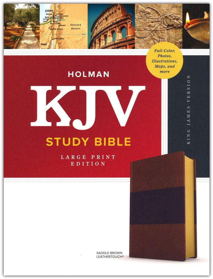 KJV Large Print Study Bible Saddle Brown LeatherTouch (Full-Color)