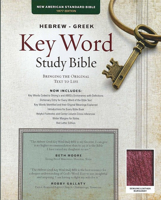 NASB Hebrew-Greek Key Word Bible Burgundy Genuine Indexed