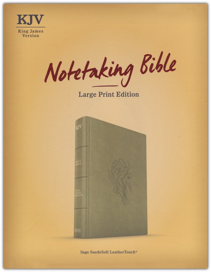 KJV Large Print Notetaking Bible Sage Suedesoft Leathertouch