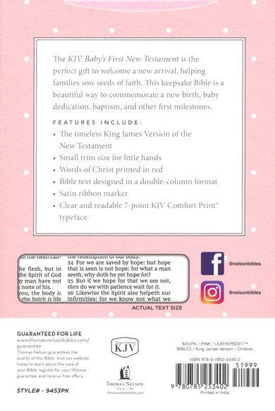KJV Baby's First New Testament Pink Leathersoft