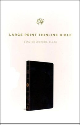 ESV Large Print Thinline Bible, Black Genuine Leather