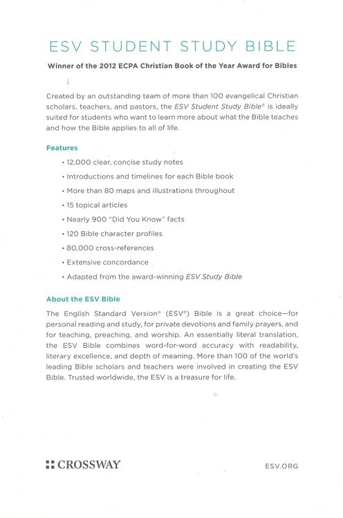 ESV Student Study Bible Turquoise TruTone