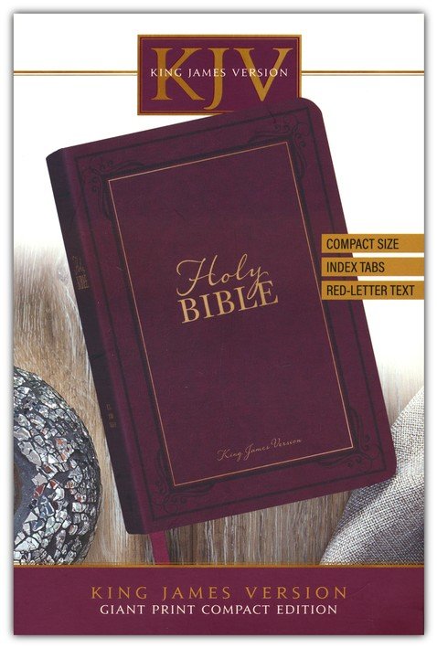 KJV Giant Print Compact Bible Garnet Faux Leather Indexed