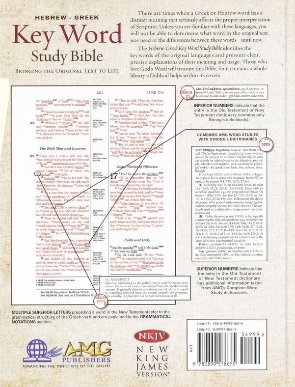 NKJV Hebrew-Greek Key Word Bible Hardback
