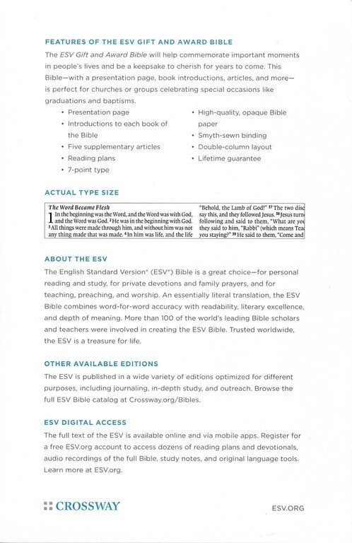 ESV Gift & Award Bible - Blue Trutone Leather