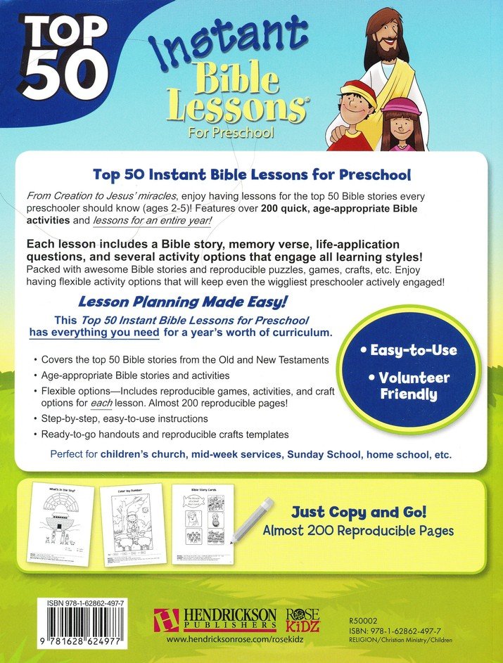 Top 50 Instant Bible Lessons for Preschool
