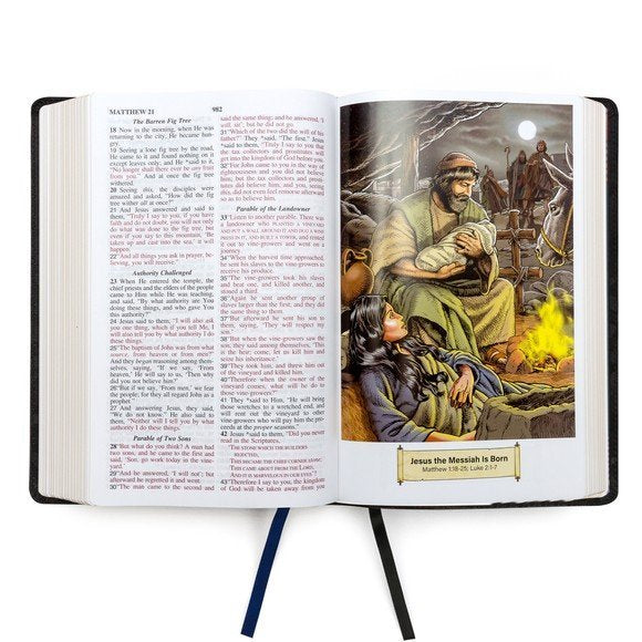 NASB 1995 Children's Edition Midnight Black Camo Faux Leather, Indexed