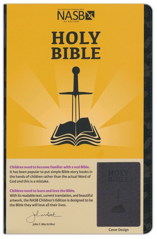 NASB 1995 Children's Edition Midnight Black Camo Faux Leather, Indexed