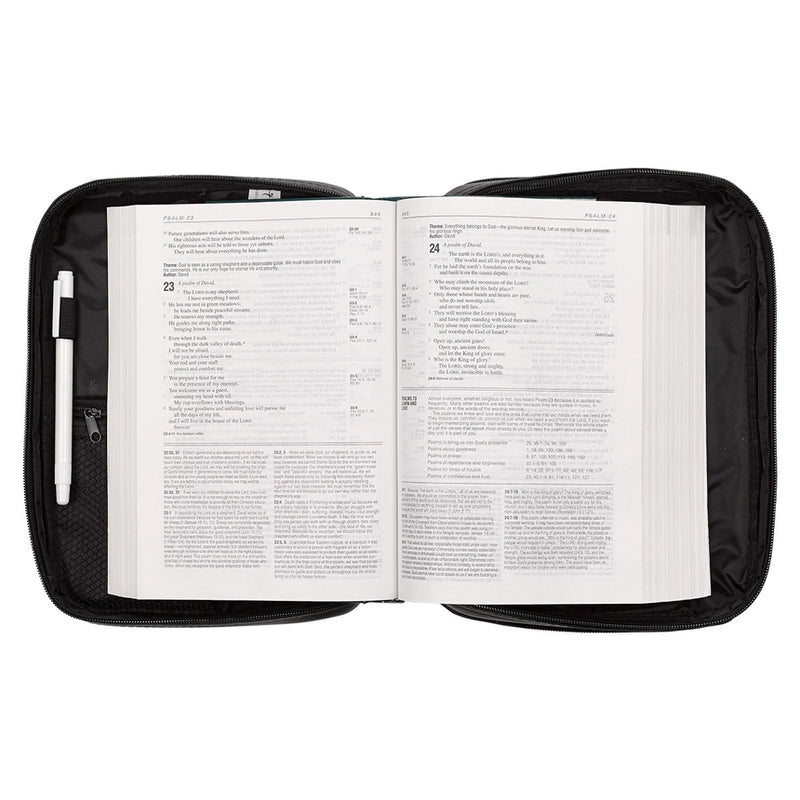 Two Fold Organizer Bible Cover Black Luxleather Small