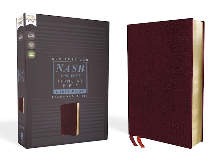 NASB Thinline Large Print Bible - Burgundy Bonded Leather *