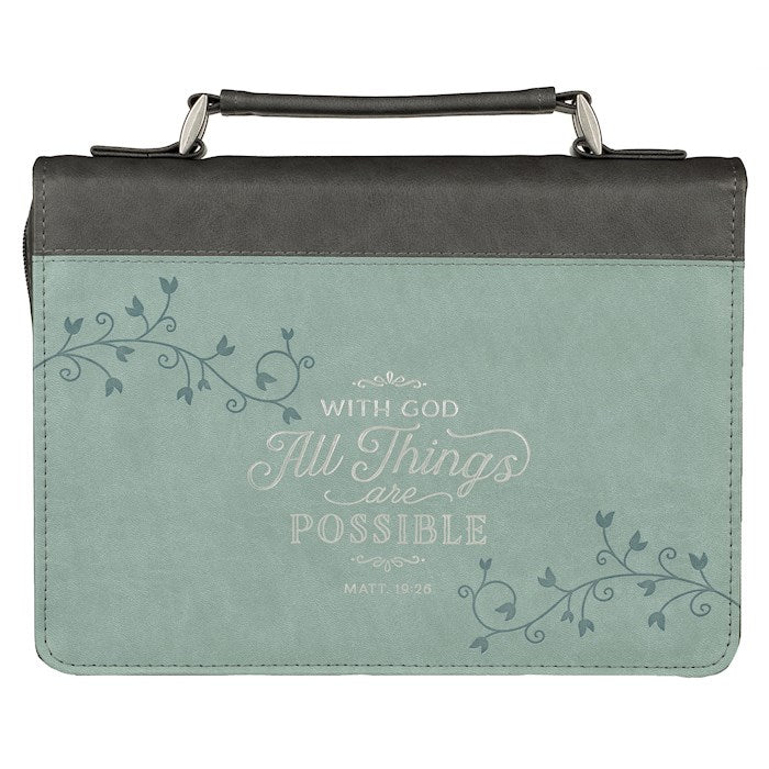 Bible Cover Luxleather With God All Things Medium