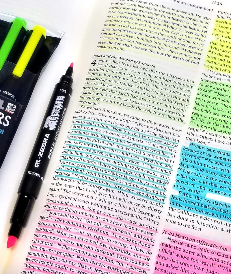 Zebrite Bible Highlighters, 3 Pack