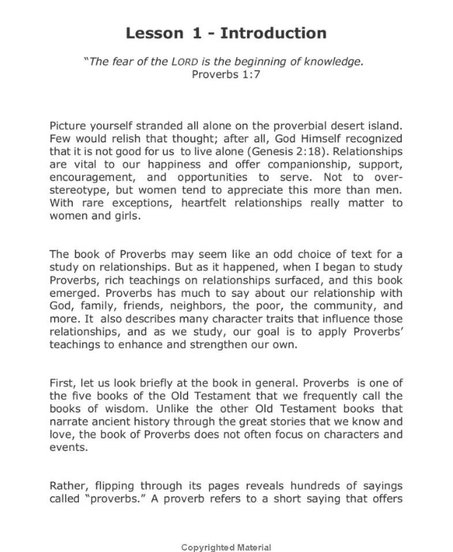 Exploring Relationships: A Topical Study from Proverbs for Women & Teen Girls