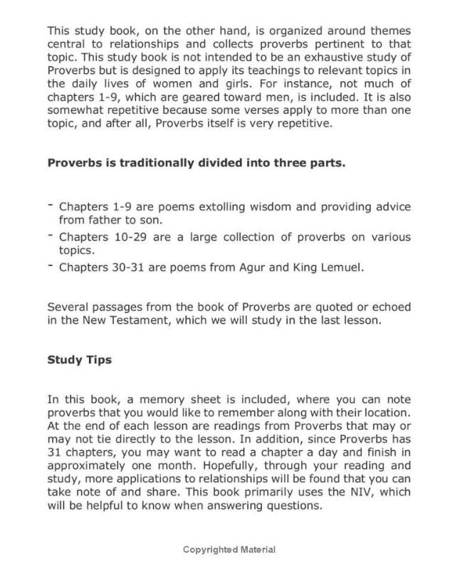 Exploring Relationships: A Topical Study from Proverbs for Women & Teen Girls