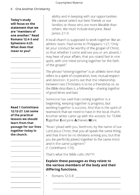 One Another Christianity Workbook