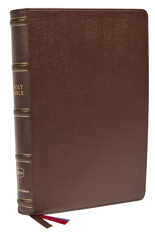 NKJV Large Print Verse-by-Verse Ref Bible Brown Genuine Leather * (Maclaren)