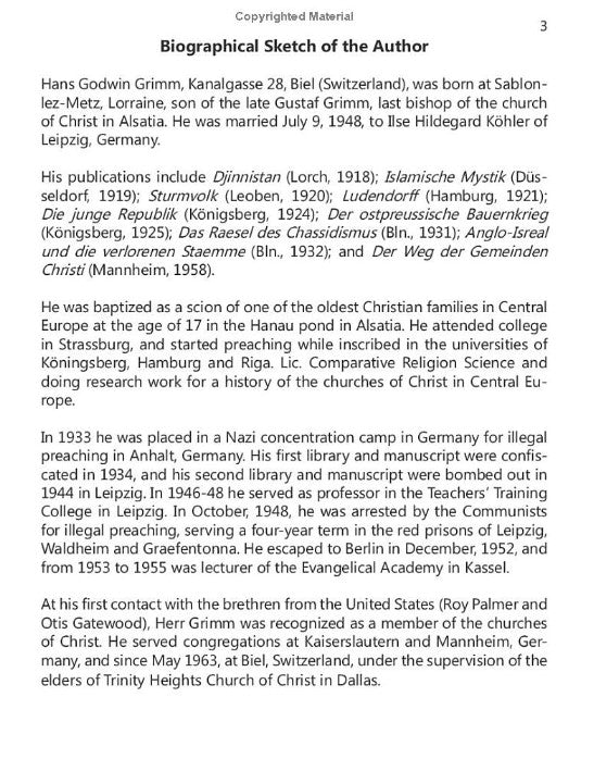 Tradition and History of the Early Churches of Christ in Central Europe, Reprint