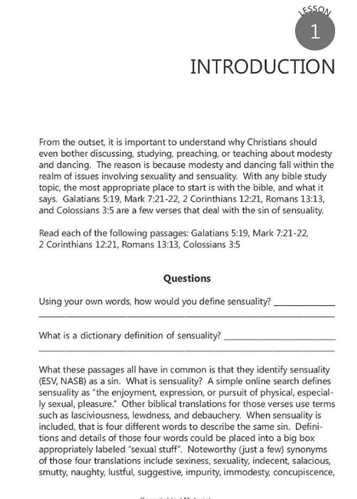 Addressing the Issues and Arguments of Modesty and Dancing: Student Guide