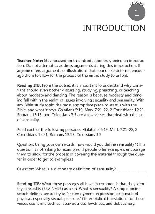 Addressing the Issues and Arguments of Modesty and Dancing: Teacher Guide