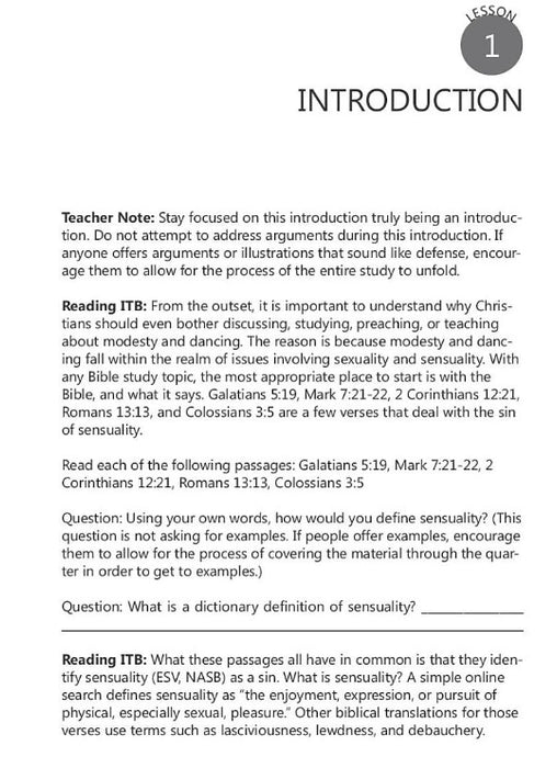 Addressing the Issues and Arguments of Modesty and Dancing: Teacher Guide