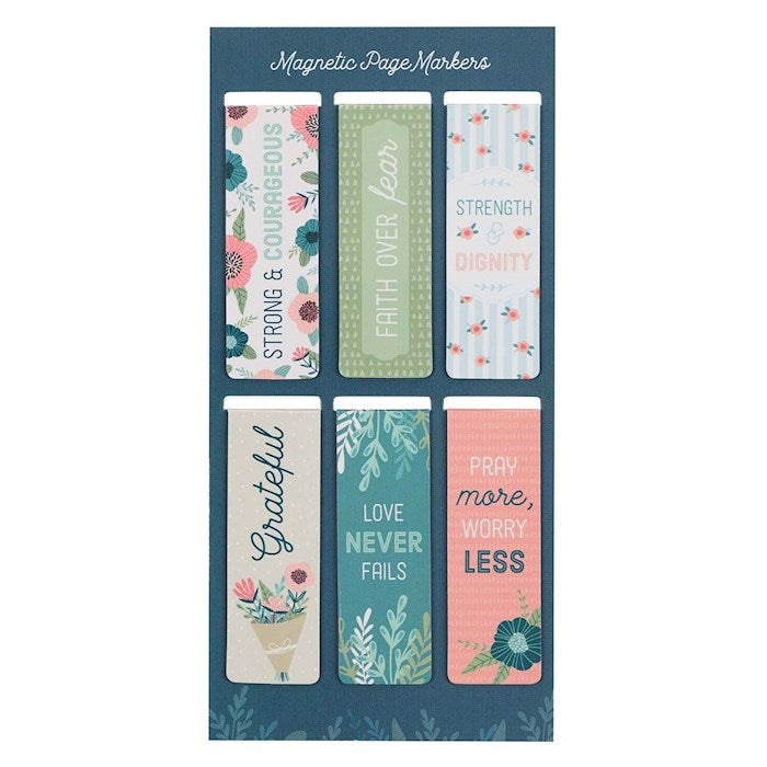 Bookmark: Magnetic Pagemarker - Floral Garden (set of 6)