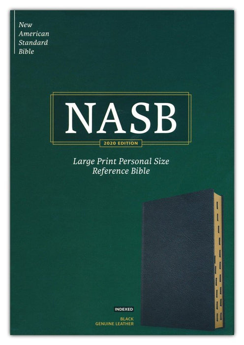 NASB Personal Size Large Print Ref Bible 2020 Black Genuine Leather Indexed