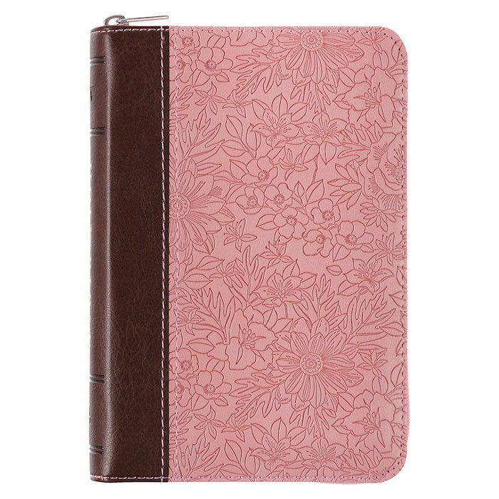 KJV Mini Pocket Bible Pink/Tan with Zipper Closure