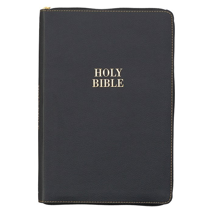 KJV Large Print Thinline Bible Zipper Black Indexed