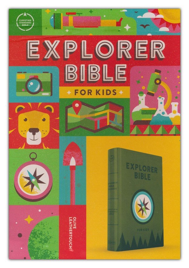 CSB Explorer Bible for Kids Olive Compass LeatherTouch