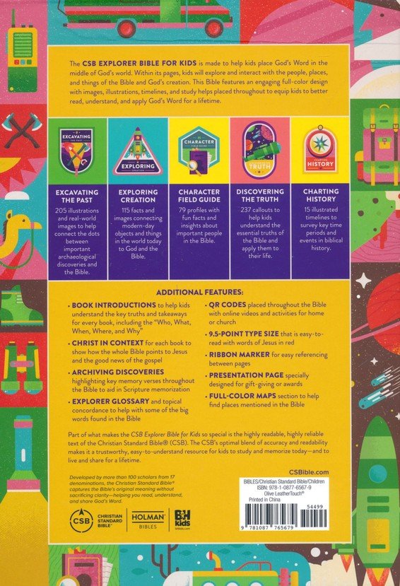 CSB Explorer Bible for Kids Olive Compass LeatherTouch