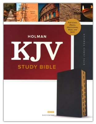 KJV Full-Color Study Bible Black Premium Goatskin Leather Indexed