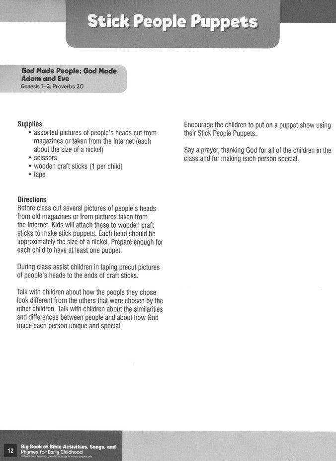Big Book of Bible Activities, Songs and Rhymes for Early Childhood