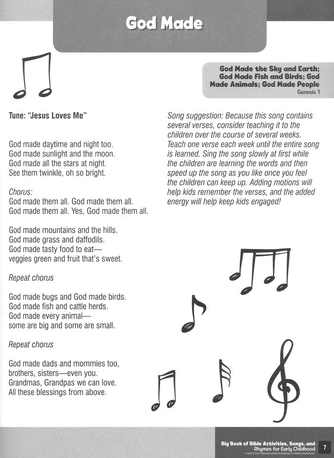 Big Book of Bible Activities, Songs and Rhymes for Early Childhood
