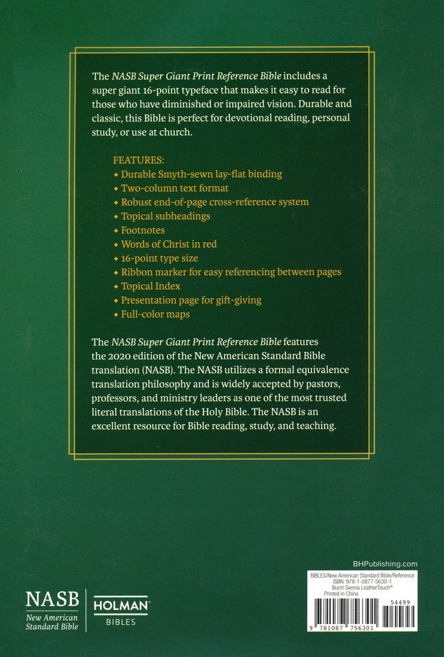 NASB Super Giant Print Reference Bible - Brown LeatherTouch, 2020 Text