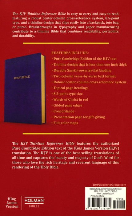 KJV Thinline Reference Bible Purple Leathertouch