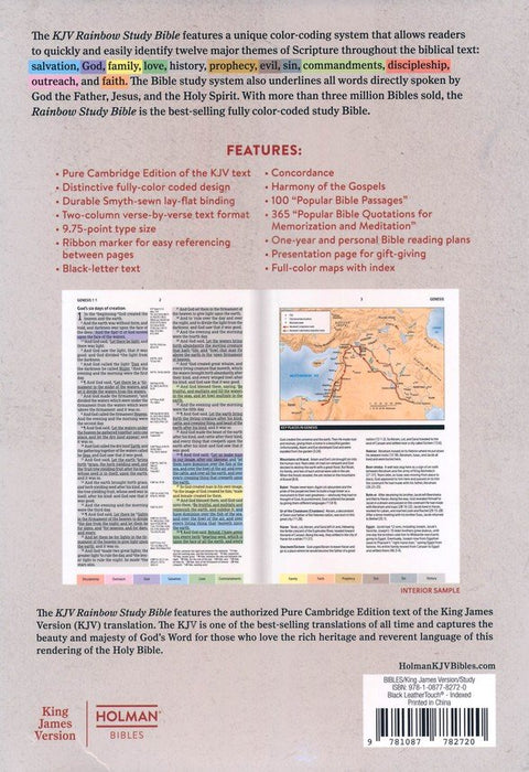 KJV Rainbow Study Bible, Black LeatherTouch Indexed