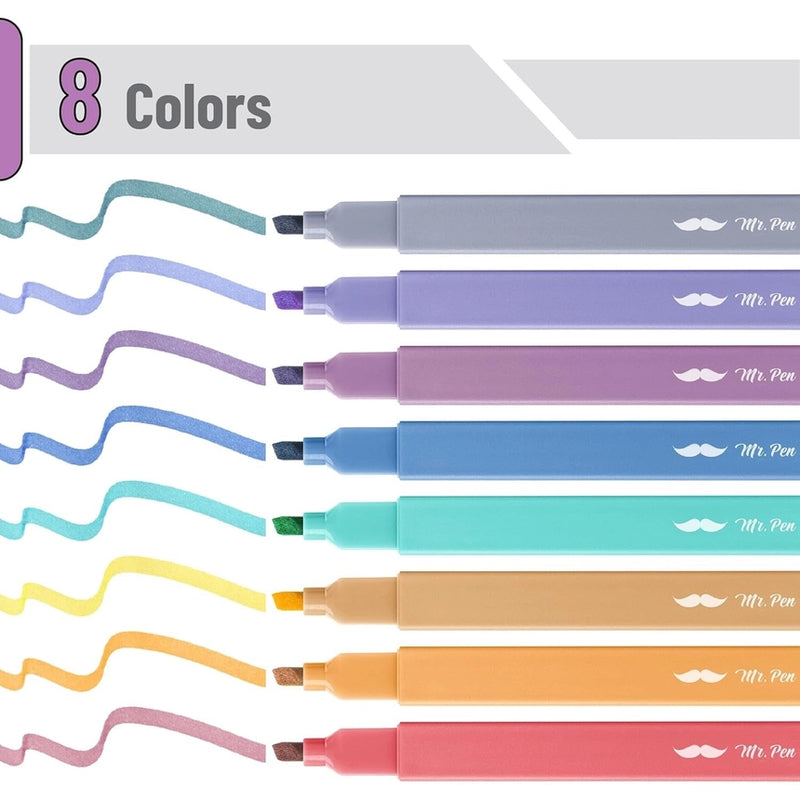 Mr. Pen Muted Pastel Aesthetic Highlighters, 8 pack