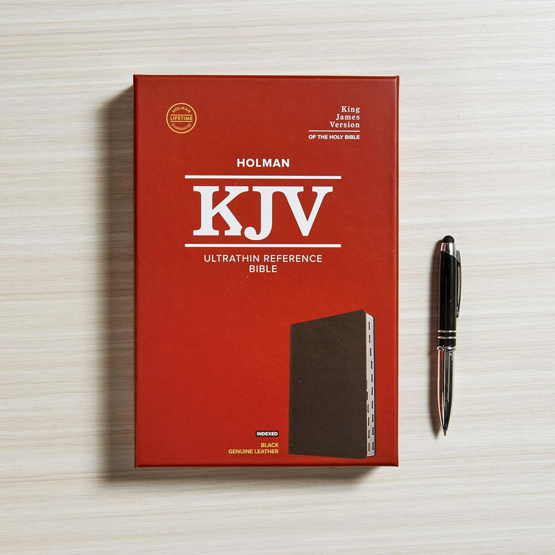 KJV Ultrathin Reference Bible Black Genuine Leather (op)