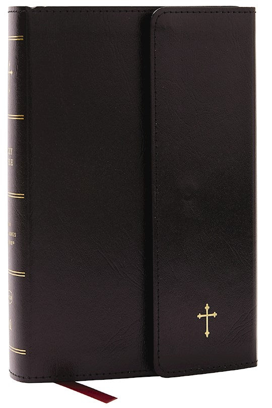 NKJV Compact Reference Bible with Snap Closure Black Leatherflex