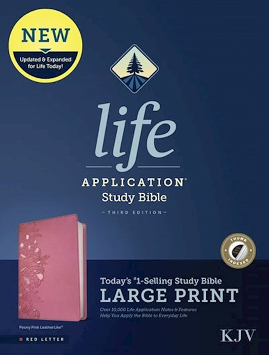 KJV Large Print Life Application Bible Pink LeatherLike Indexed