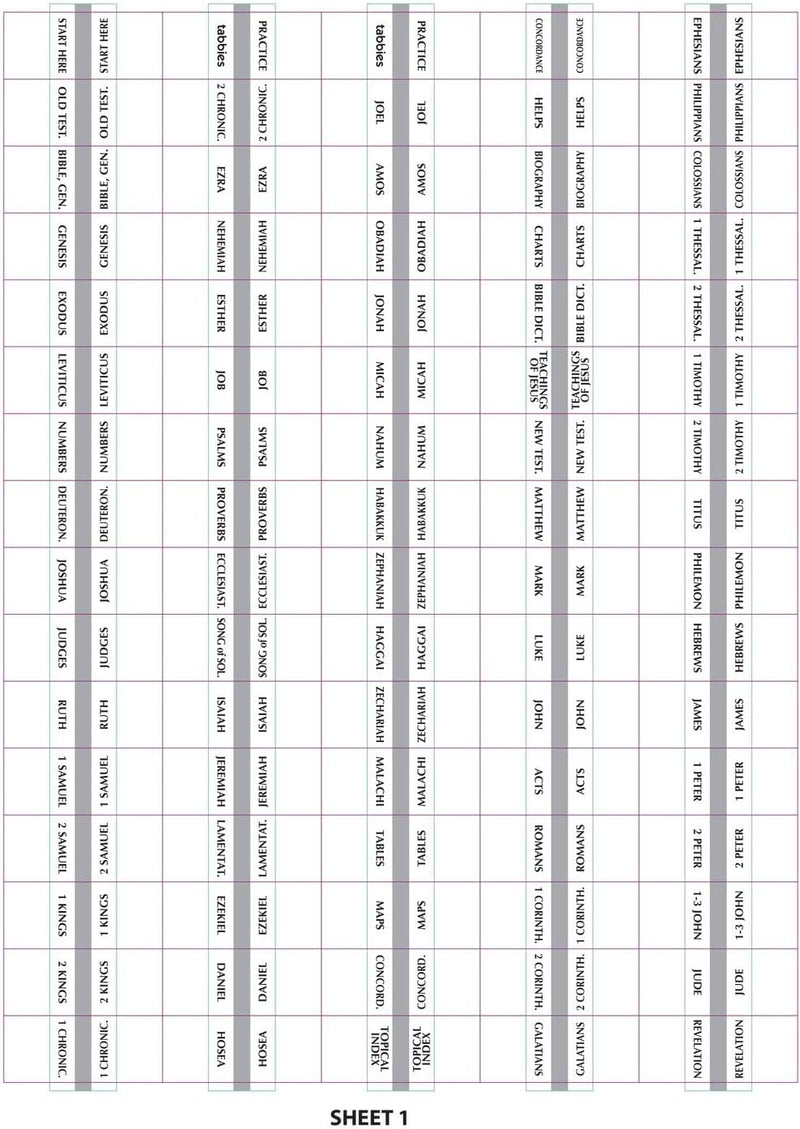 Tabbies OT/NT Mini Silver Bible Indexing Tabs
