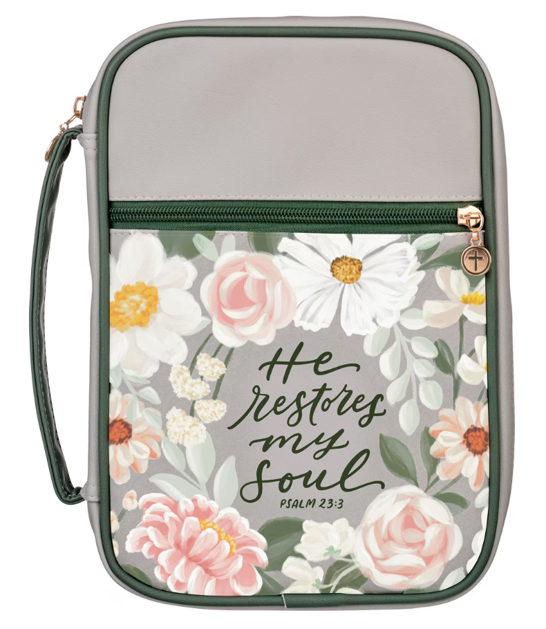 Bible Cover He Restores My Soul Medium