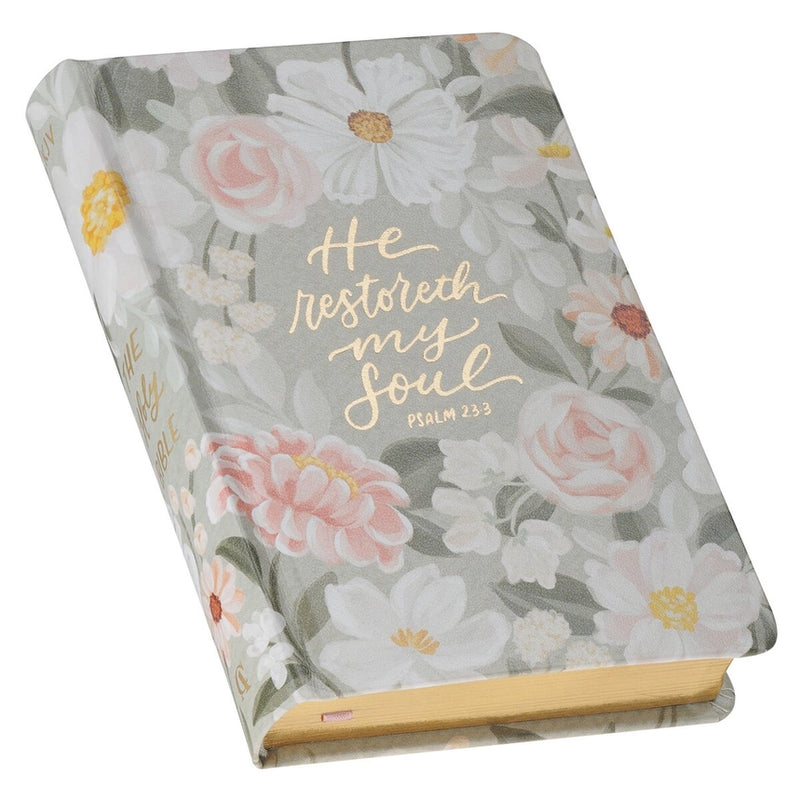 KJV Compact Bible Floral Print Faux Leather over Hardback