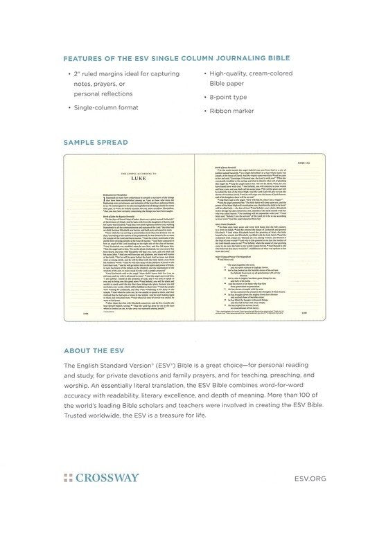 ESV Single Column Journaling Bible Brown/Cordovan TruTone