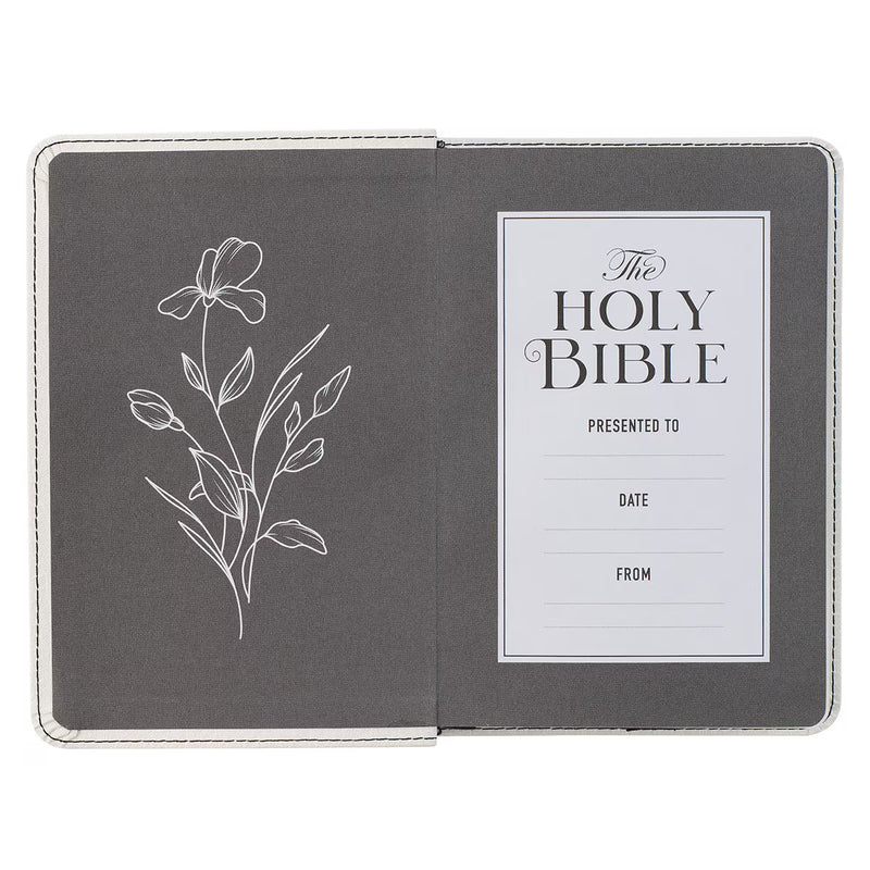 KJV Compact Large Print Bible Pearlized White Faux Leather