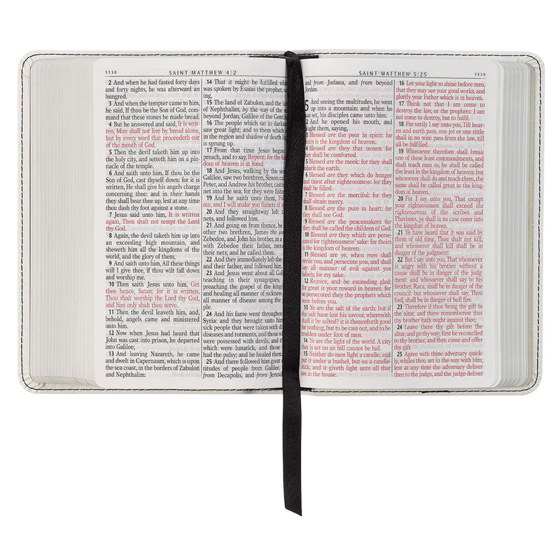 KJV Compact Large Print Bible Pearlized White Faux Leather