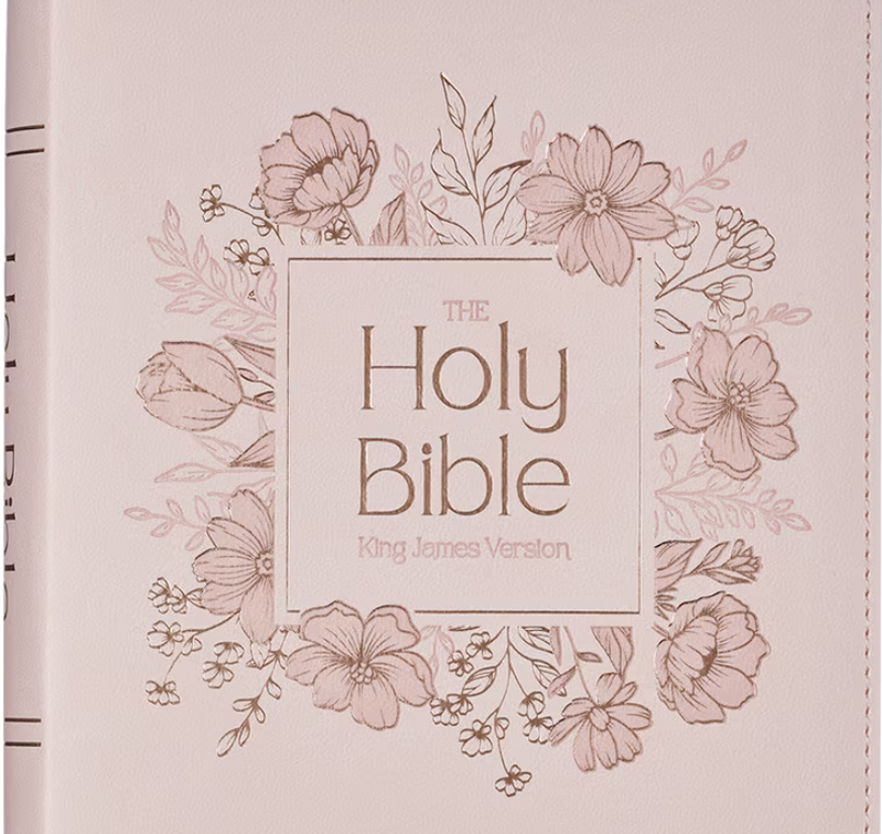 KJV Giant Print Bible Blush Floral Faux Leather Indexed