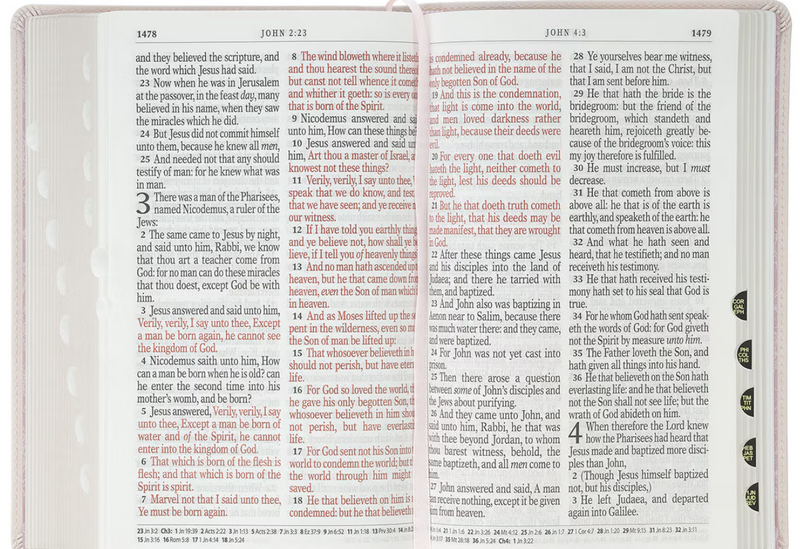 KJV Giant Print Bible Blush Floral Faux Leather Indexed